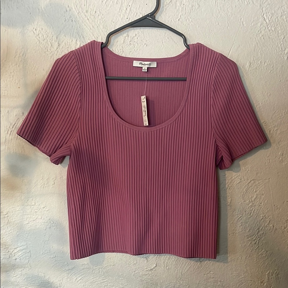 MADEWELL Mauve Ribbed Scoop Neck Top